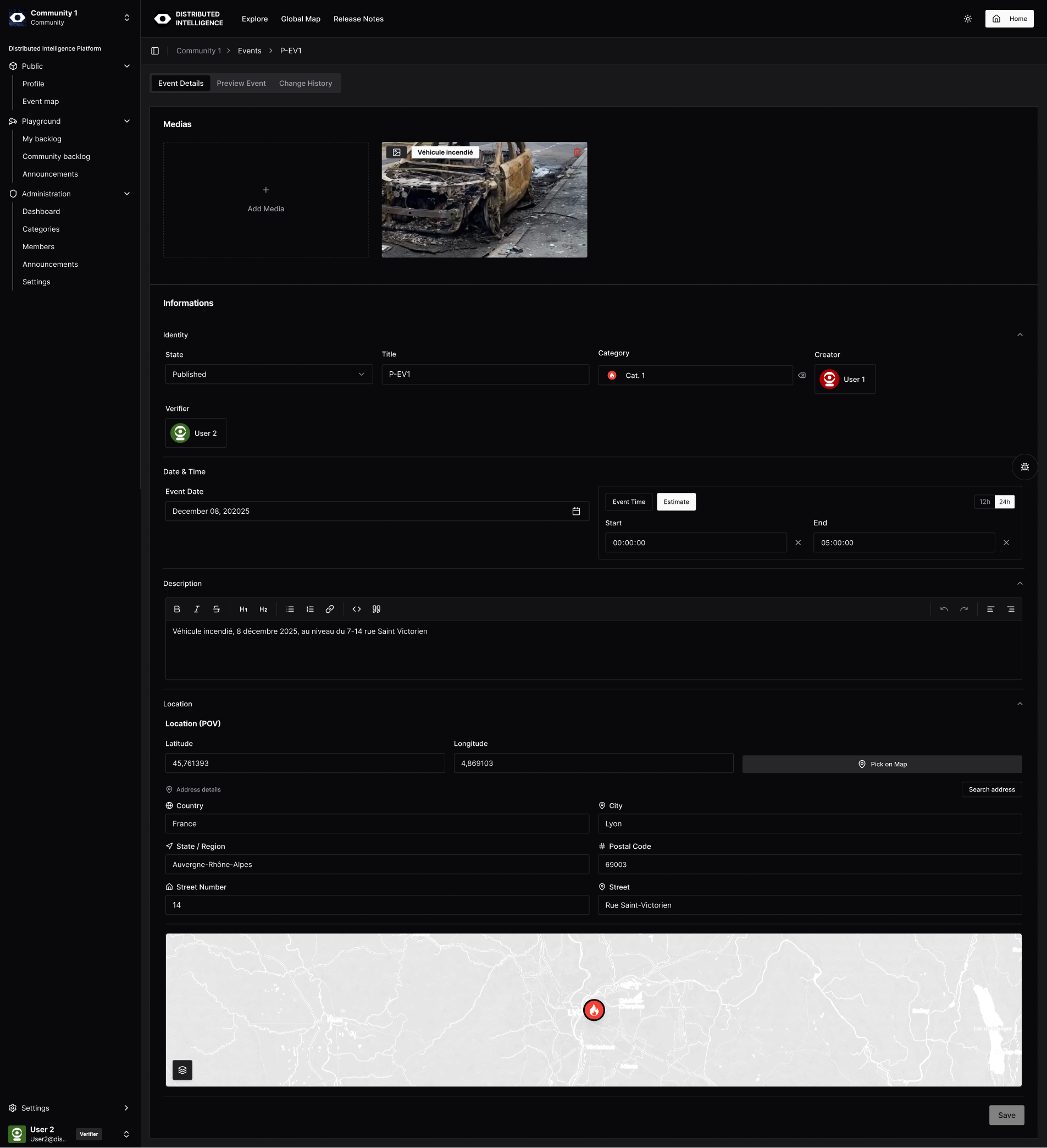 Event creation and enrichment form