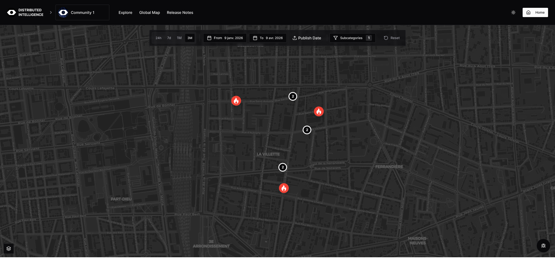 Community-scoped event map